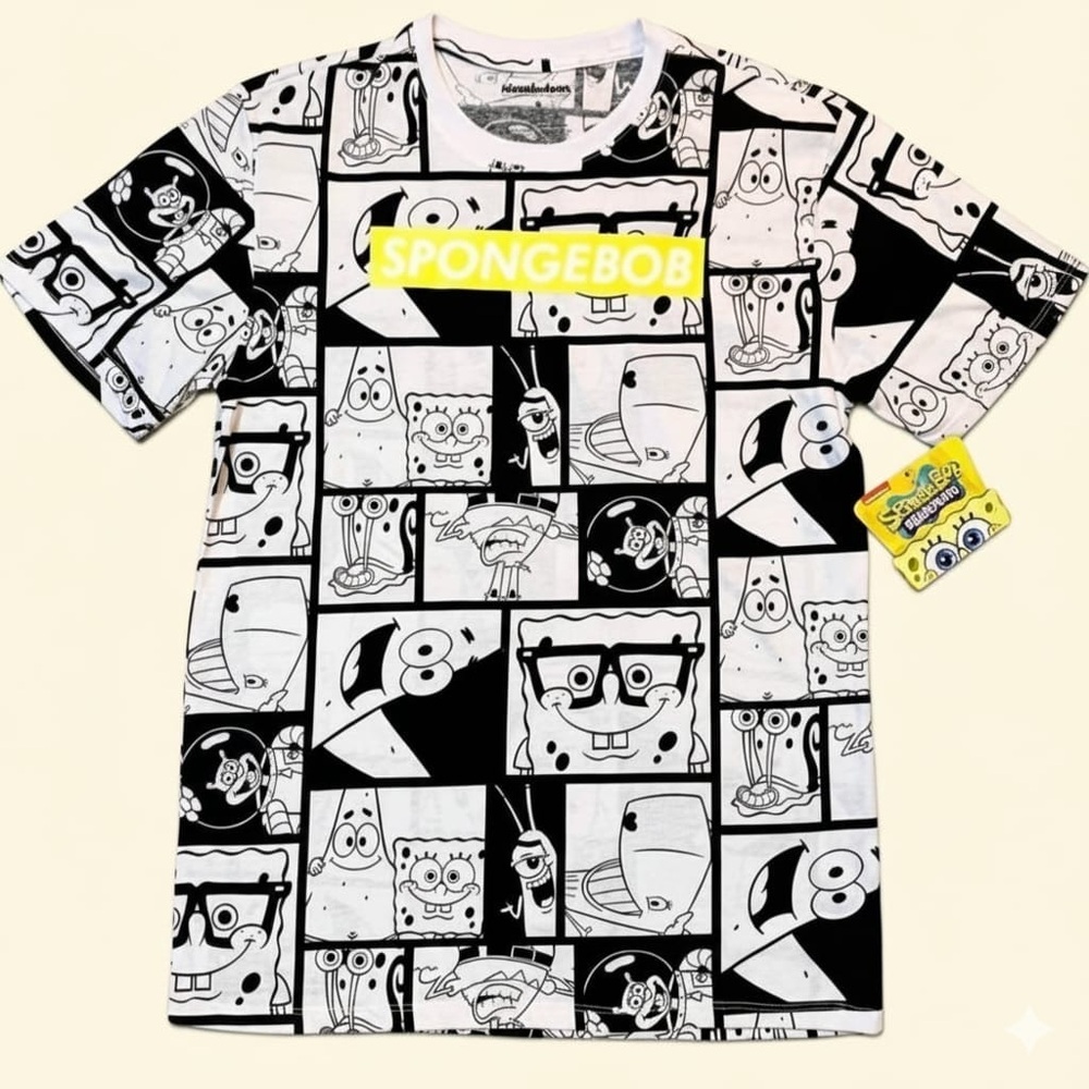 Nickelodeon SpongeBob square white short sleeve t-shirt. Unisex 
Size : L